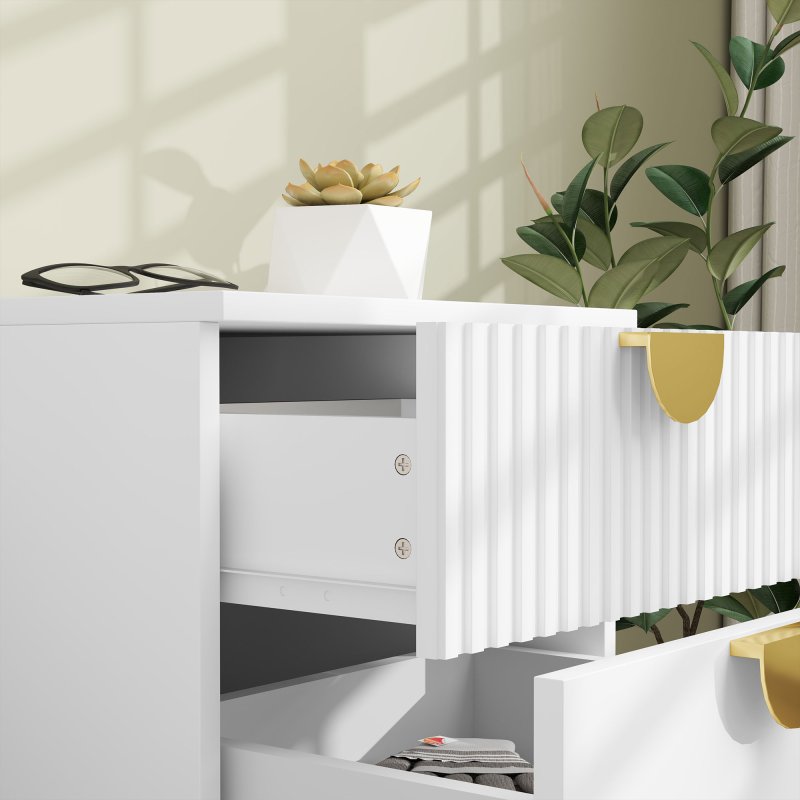 HOMCOM Bedside Table, Bedside Cabinet with 2 Drawers, Modern Side Table with Storage for Bedroom, Living Room, White