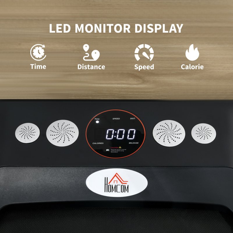 HOMCOM 1.5HP Foldable Walking Treadmill, 1-8km/h Aerobic Exercise Machine with LED Display and Wheels, for Home Office Training Room, Blue