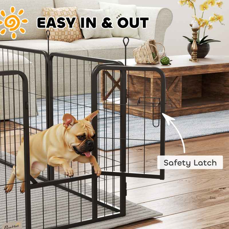 PawHut Dog Pen, 8 Panel Puppy Pen, Steel Dog Playpen, for Small Breeds, 60cm Tall, Black