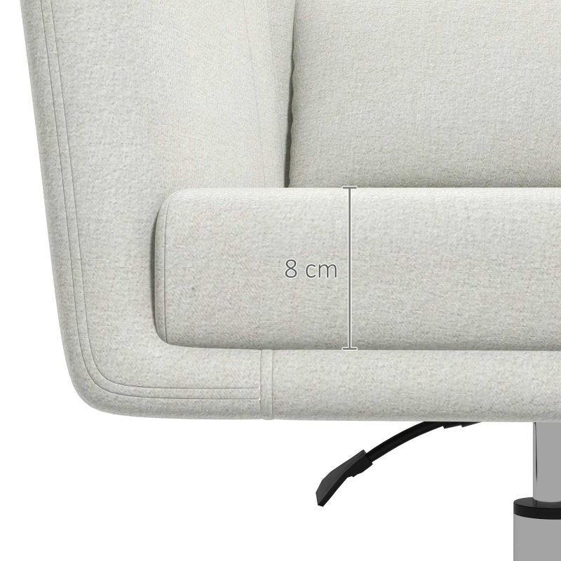 HOMCOM Swivel Linen Fabric Accent Chair for Living Room Contemporary Vanity Armchair with Adjustable Height Thick Cushion Lumbar Support Armrest for Bedroom Office Cream White