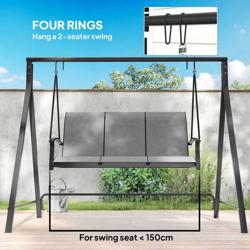 Outsunny Metal Porch Swing Stand, Heavy Duty Swing Frame, Hanging Chair Stand Only, 240kg Weight Capacity for Garden, Patio, Lawn, Playground, Black