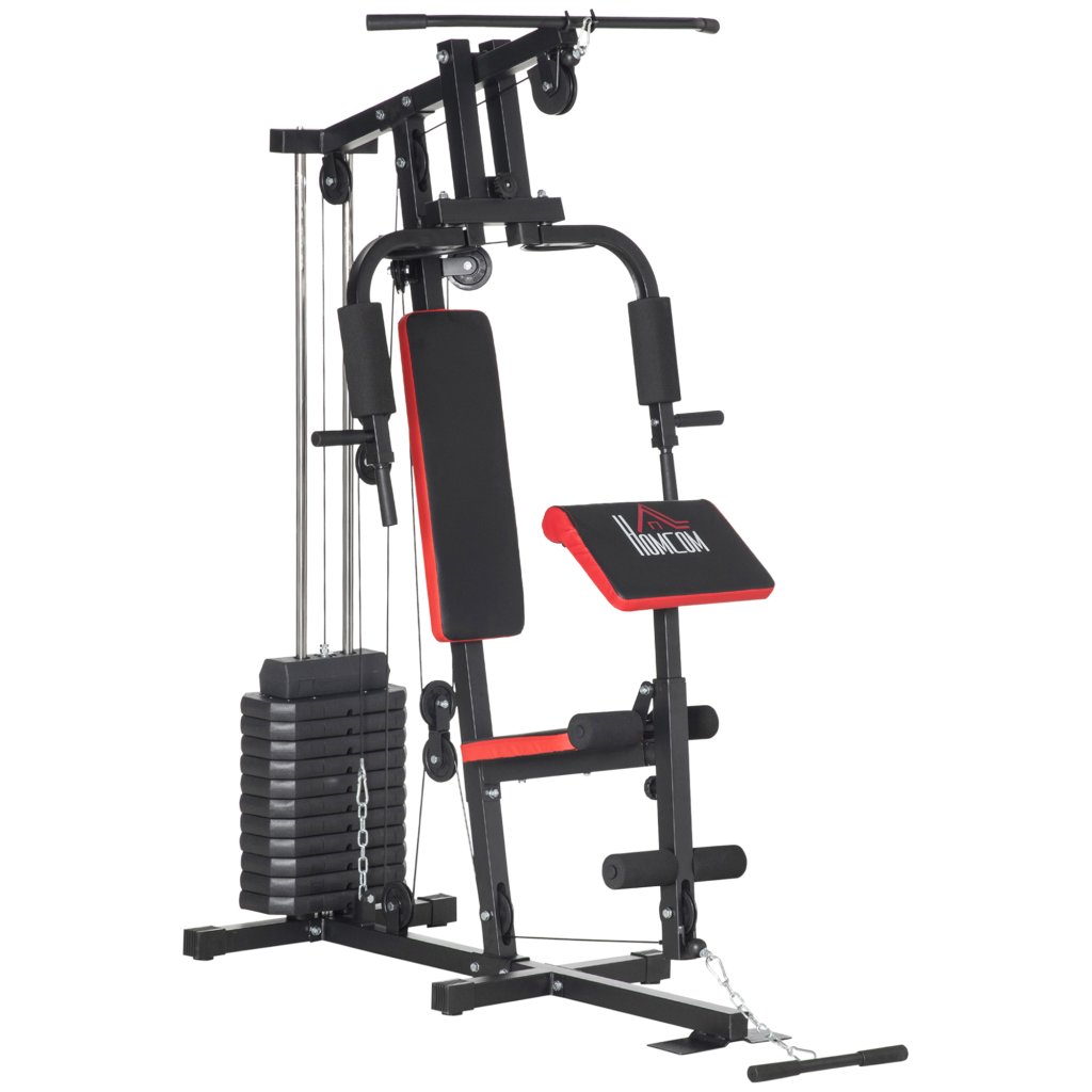 HOMCOM Multi Gym with Weights – Multifunction Home Gym Machine for Full ...
