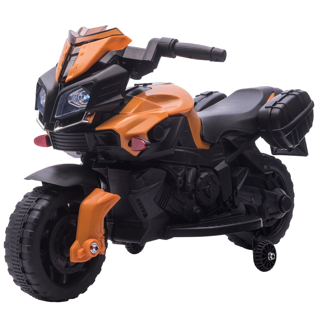 HOMCOM 6V Kids Electric Motorbike – Orange Ride-On With Lights & Sounds ...