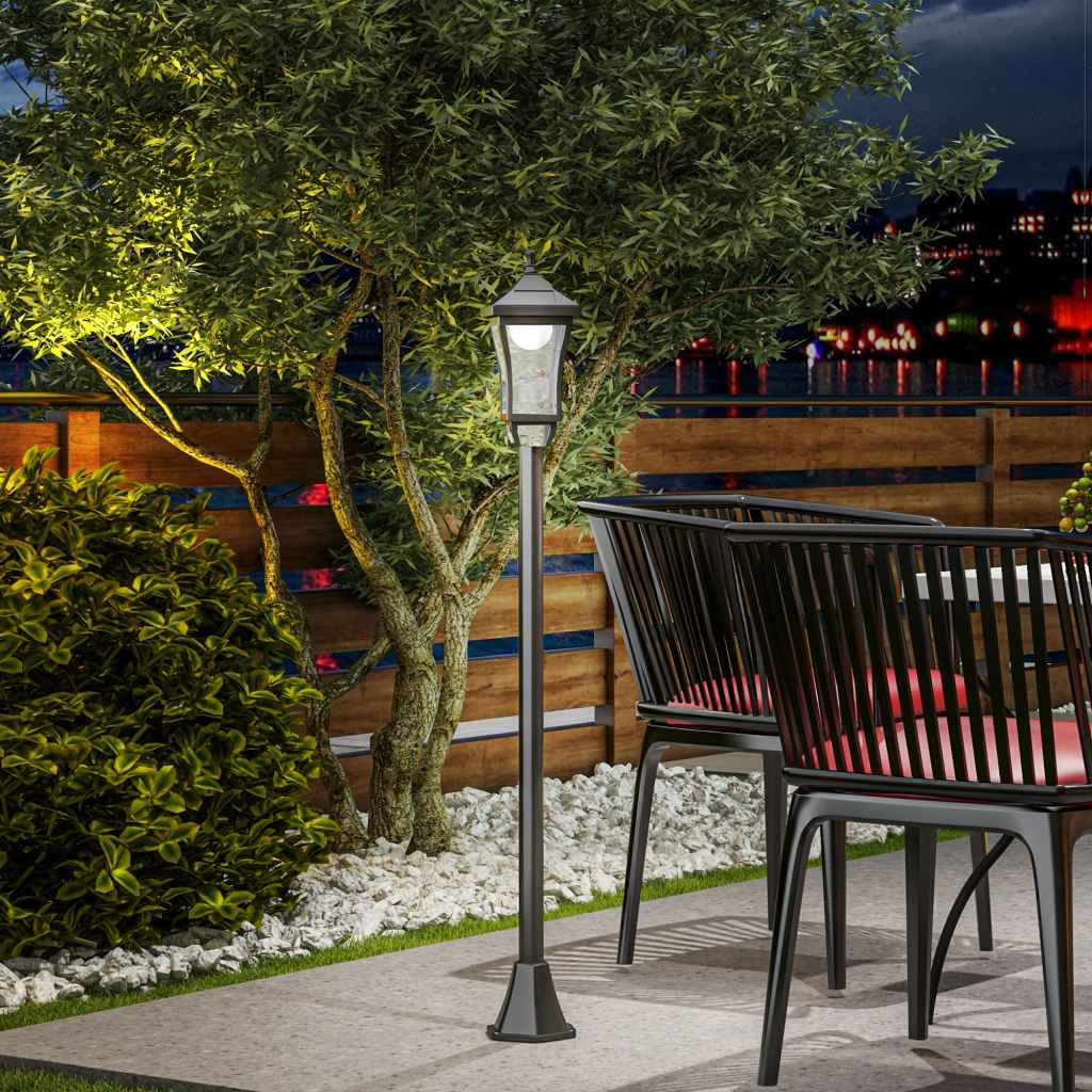 Outsunny 1.3m Solar LED Garden Lamp Post, IP44 Outdoor Waterproof Light ...
