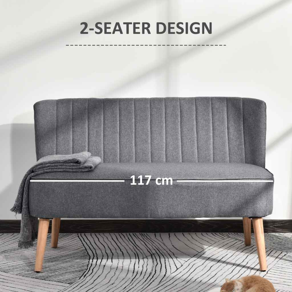 HOMCOM Modern Double Seat Sofa Loveseat Couch 2 Seater Compact Sofa ...