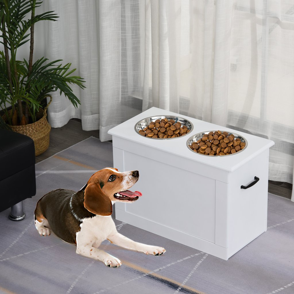 Curated visual reference: Visual Reference: Pawhut Raised Dog Bowls With Storage For Large Dogs