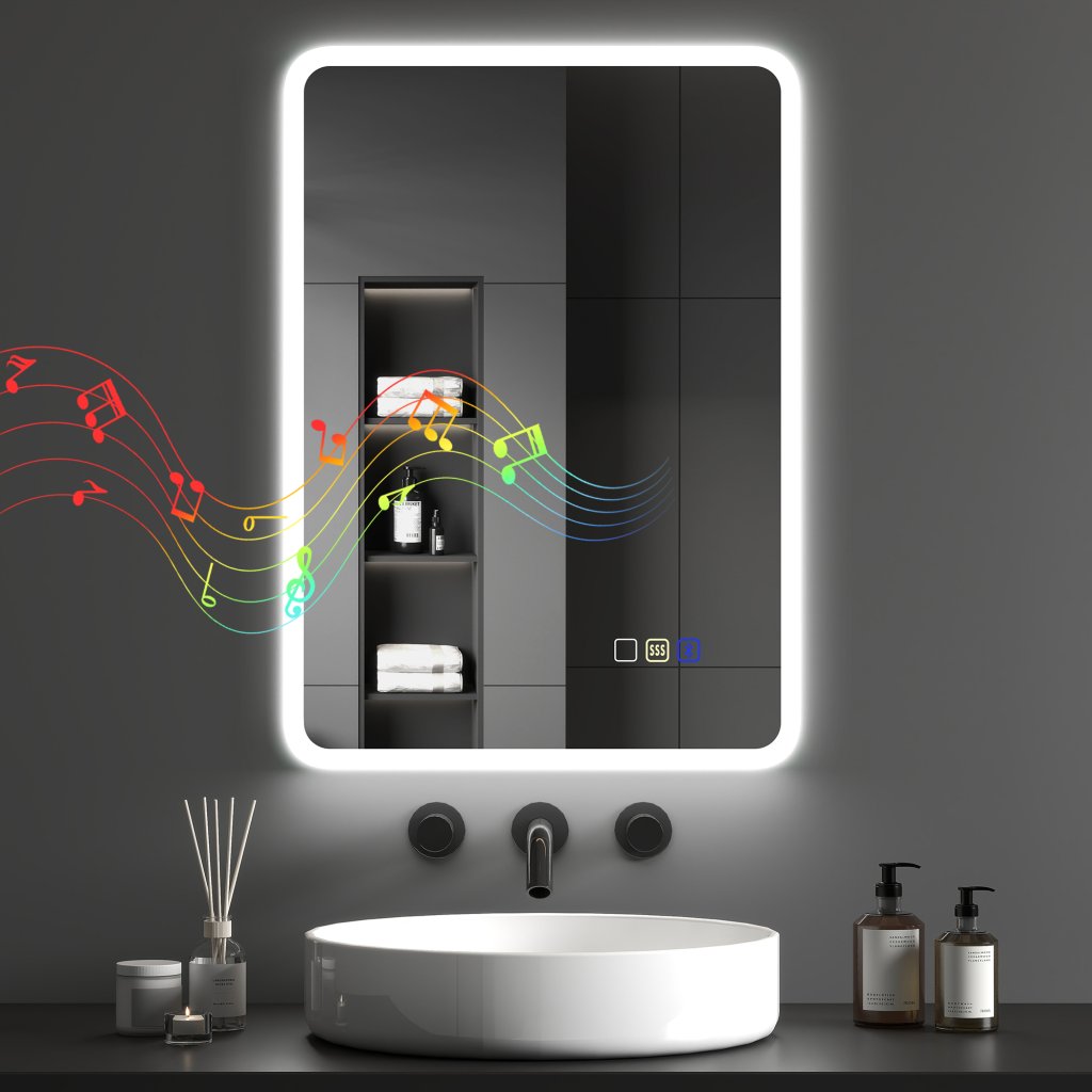 HOMCOM LED Bathroom Mirror with Bluetooth & Anti-Fog Function: Yavolo