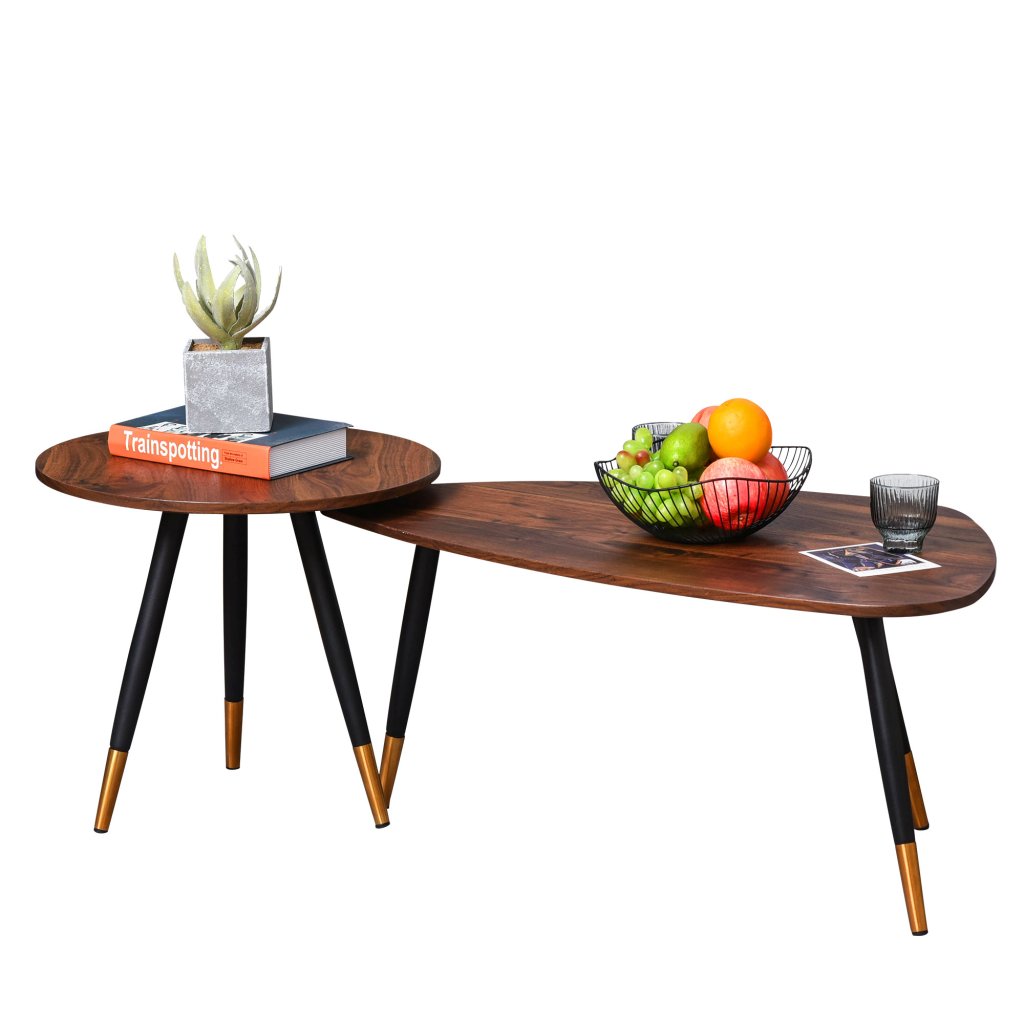 HOMCOM Nesting Coffee Table Set of 2 - Modern Scandinavian Design: Yavolo