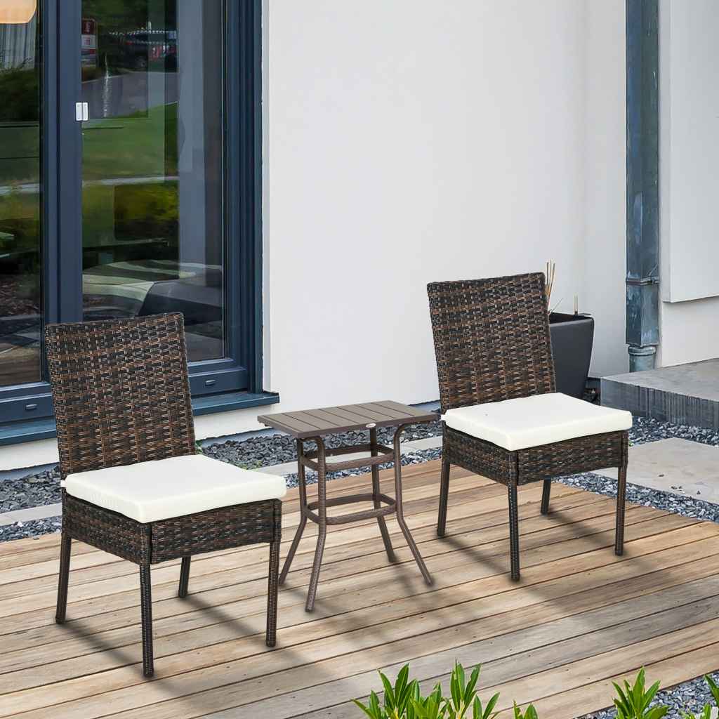 Outsunny 2 Pieces PE Rattan Garden Chairs with Cushion, Patio Wicker ...