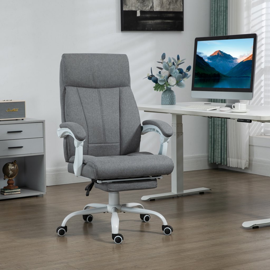 Vinsetto Office Chair, Ergonomic Desk Chair, Fabric Work Study Chair ...