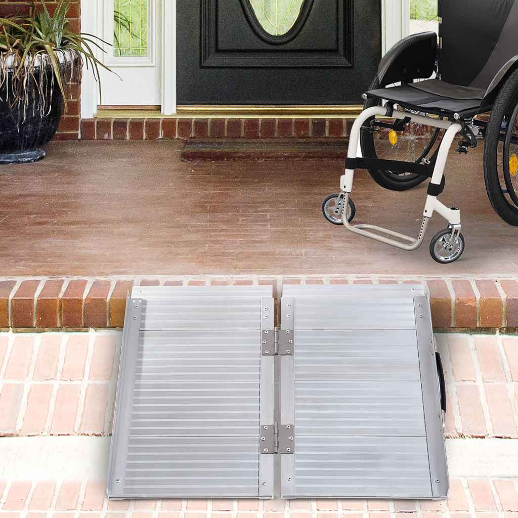 Disability Aids Ramps HOMCOM Folding Aluminium Wheelchair Ramp – Portable Mobility Aid: Yavolo