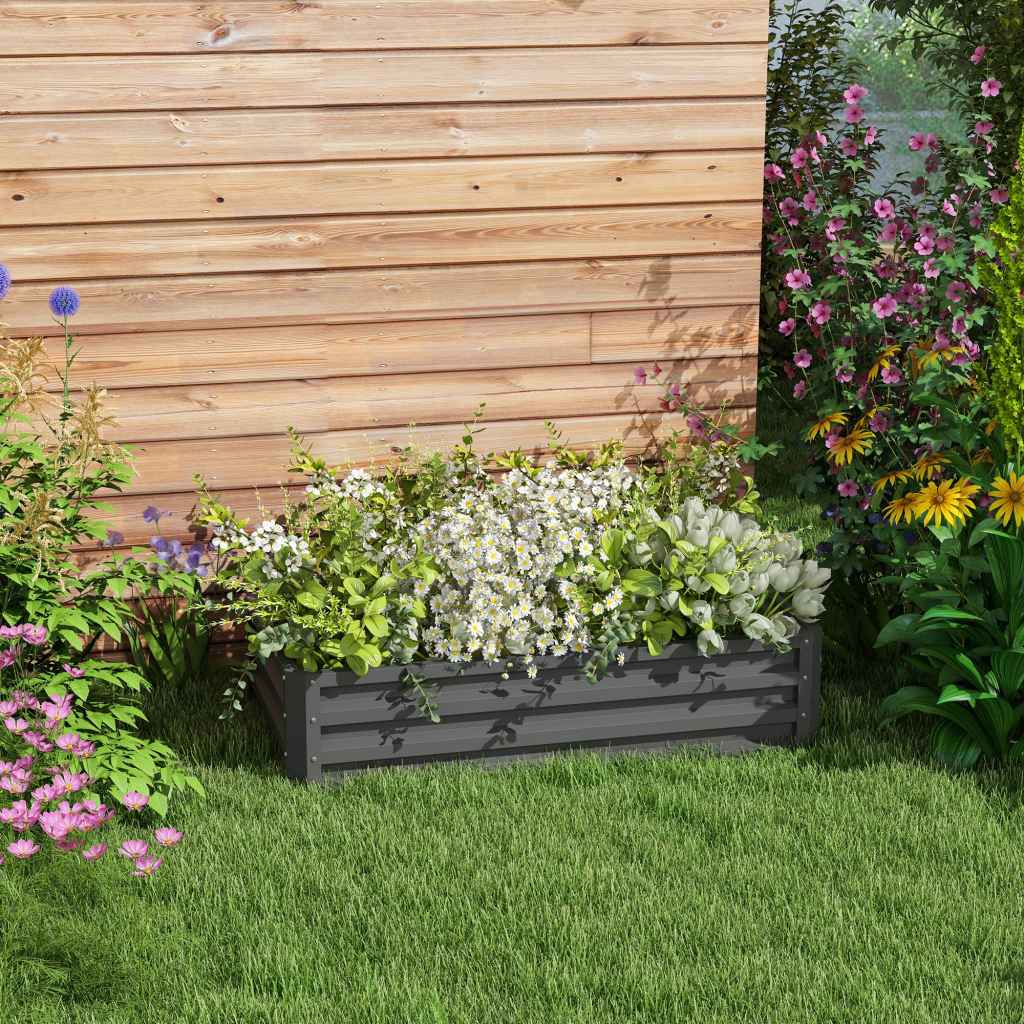 Weatherized Box Outsunny 216L Rectangle Raised Garden Bed Box with Weatherized Steel ...