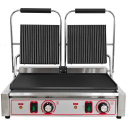 New Electric Ribbed & Flat Double Sided Plates Panini Sandwich Toaster Machine