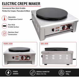 Commercial Electric Crepe Maker 40cm Pancake Machine Single Hot Plate