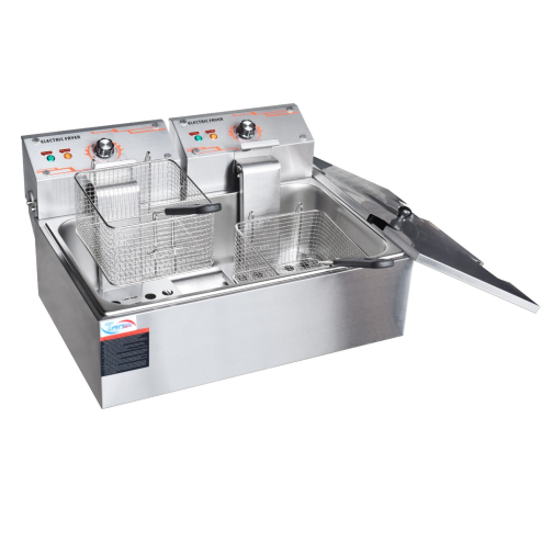 Twin Basket 11L Commercial Electric Deep Fryer with Single Tank