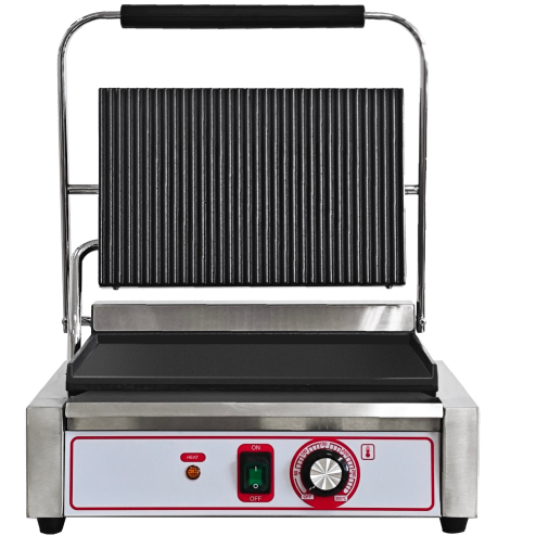 Commercial Panini Toaster Machine Ribbed Top Grill Electric Sandwich Maker