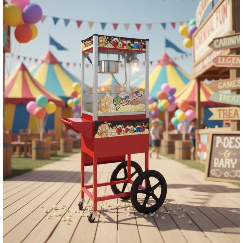 8oz Commercial Popcorn Machine with Cart Electric Cinema Popper