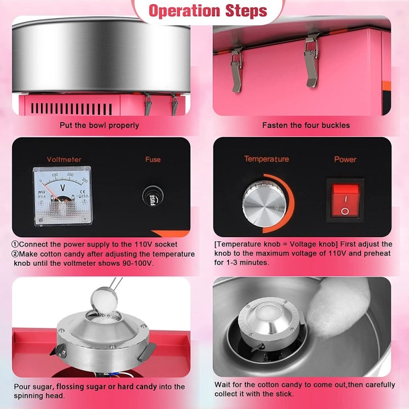 Commercial Electric Candy Floss Machine – Stainless Steel Cotton Candy Sugar Maker with Storage Drawer (1000W, 230V)