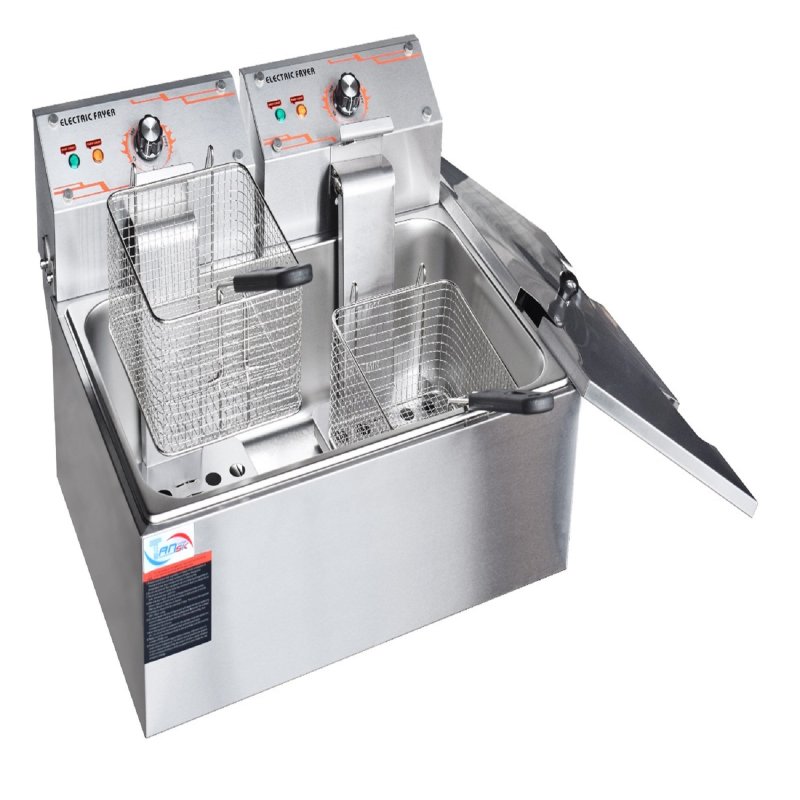Twin Basket 11L Commercial Electric Deep Fryer with Single Tank