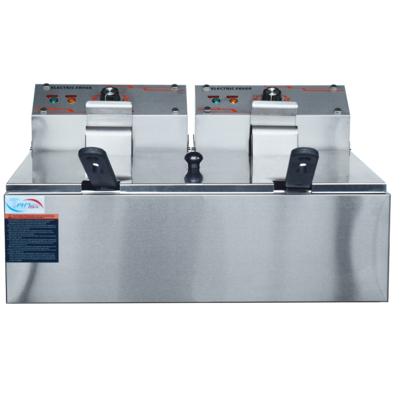 Twin Basket 11L Commercial Electric Deep Fryer with Single Tank