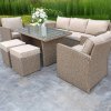 RATTAN WICKER CONSERVATORY OUTDOOR GARDEN FURNITURE DINING SET CORNER SOFA TABLE BEIGE NAURTUAL GREY
