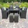 RATTAN WICKER CONSERVATORY OUTDOOR GARDEN FURNITURE DINING SET CORNER SOFA TABLE GREY