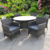 BISTRO 6 SIX SEATER DINING RATTAN WICKER GARDEN DINING OUTDOOR TABLE AND CHAIRS FURNITURE PATIO GREY