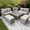 RATTAN CORNER RAISING TABLE DINING COFFEE WICKER GARDEN OUTDOOR FURNITURE GREY