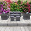 RATTAN GREY COFFEE TABLE STROAGE WICKER CONSERVATORY OUTDOOR GARDEN FURNITURE SET CORNER SOFA TABLE GREY