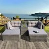 RATTAN CONSERVATORY GARDEN WICKER OUTDOOR SUN LOUNGER SOFA TABLE FURNITURE SET CUBE CORNER TABLE GREY DINING