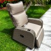 RATTAN RECLINER CHAIR SEAT WICKER GARDEN OUTDOOR SUN LOUNGER FURNITURE PATIO GREY