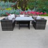 RATTAN DINING GARDEN WICKER OUTDOOR CONSERVATORY CORNER SOFA FURNITURE SET CUBE GREY