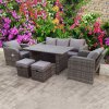 RECLINER RECLINE RATTAN WICKER CONSERVATORY OUTDOOR GARDEN FURNITURE SET DINING SOFA GREY