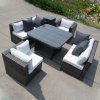  RATTAN DINING GARDEN WICKER OUTDOOR CONSERVATORY CORNER SOFA FURNITURE SET CUBE GREY