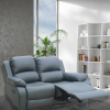 TWO SEATER TWIN 2 RECLINER GREY SOFA SET SUITES SETTEE GREY LEATHER 2 SEATER ARMCHAIR FAUX LEATHER