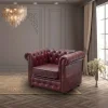 CHESTERFIELD OX RED FAUX LEATHER SOFA SET SUITES SETTEE 3 2 1 SEATER ARMCHAIR BROWN