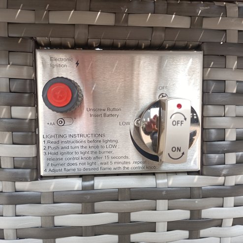 RATTAN FIRE PIT TABLE GREY WICKER CONSERVATORY OUTDOOR GARDEN FURNITURE CORNER DINING