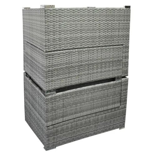 RATTAN CONSERVATORY GARDEN WICKER OUTDOOR SUN LOUNGER SOFA TABLE FURNITURE SET CUBE CORNER TABLE GREY DINING