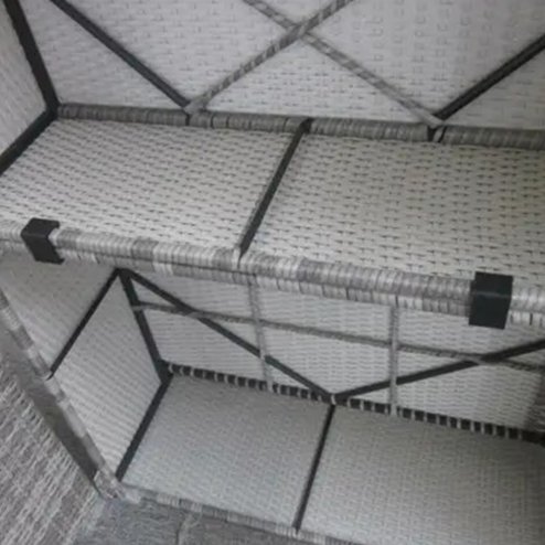 RATTAN CONSERVATORY GARDEN WICKER OUTDOOR SUN LOUNGER SOFA TABLE FURNITURE SET CUBE CORNER TABLE GREY DINING