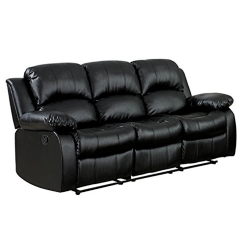 THREE SEATER 3 RECLINER BLACK SOFA SET SUITES SETTEE BLACK LEATHER 3 SEATER ARMCHAIR FAUX LEATHER