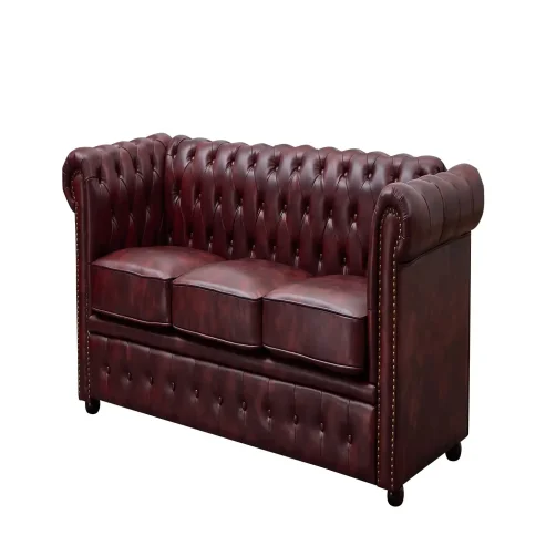 CHESTERFIELD OX RED FAUX LEATHER SOFA SET SUITES SETTEE 3 2 1 SEATER ARMCHAIR BROWN
