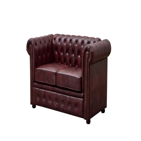CHESTERFIELD OX RED FAUX LEATHER SOFA SET SUITES SETTEE TWIN TWO SEATER 2 SOFA SEATER ARMCHAIR BROWN Image