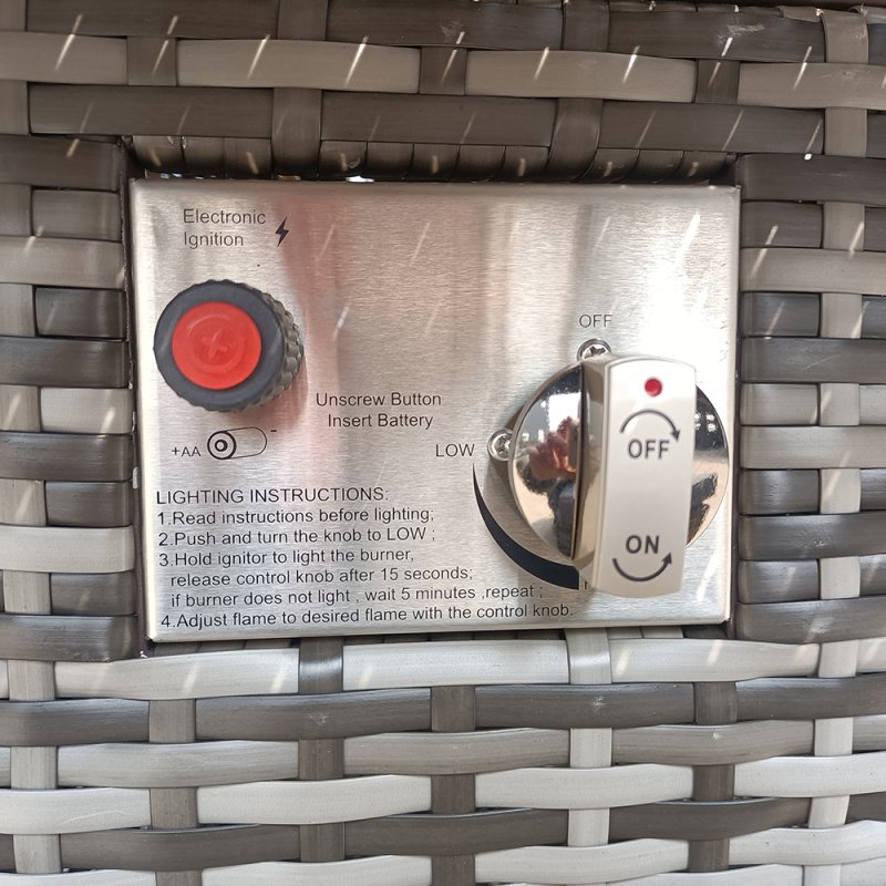 RATTAN FIRE PIT TABLE GREY WICKER CONSERVATORY OUTDOOR GARDEN FURNITURE CORNER DINING