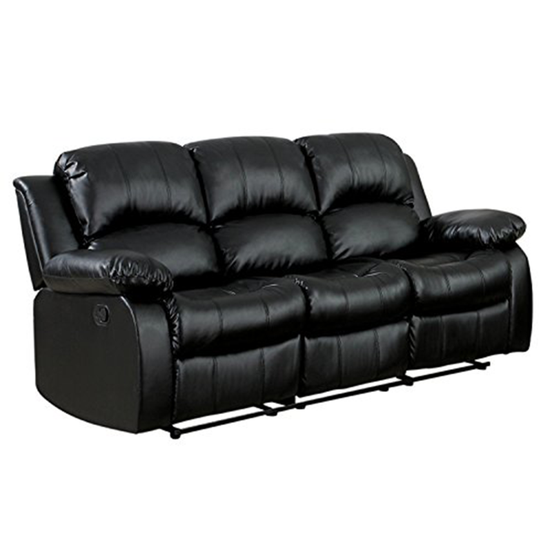 THREE SEATER 3 RECLINER BLACK SOFA SET SUITES SETTEE BLACK LEATHER 3 SEATER ARMCHAIR FAUX LEATHER