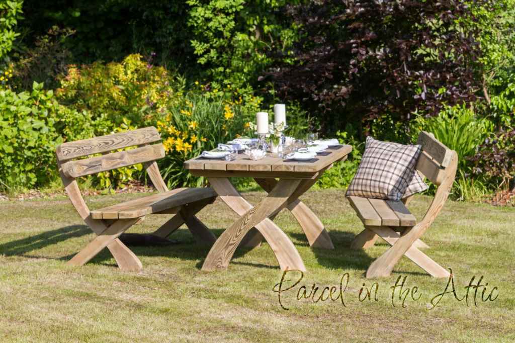 Laguna Solid Wood Outdoor Dining Set – Bavarian Style Table & Benches ...