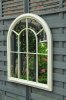 White Large Decorative Arched Door Metal Framed Garden Wall Mirror