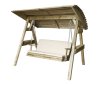 2 Seat Wooden Garden Swing with Canopy & Cream Pad