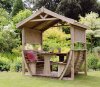 Marbella Garden Arbour Shelter Gazebo with Dining Set in Pressure treated Wood