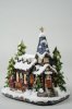 Light Up Christmas Church Snow Scene with Fibre Optics