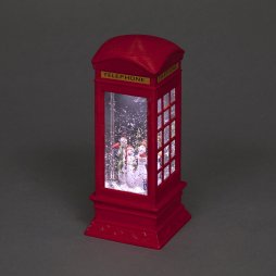 Light Up Christmas Globe Telephone box Water Lantern with Snowman Scene